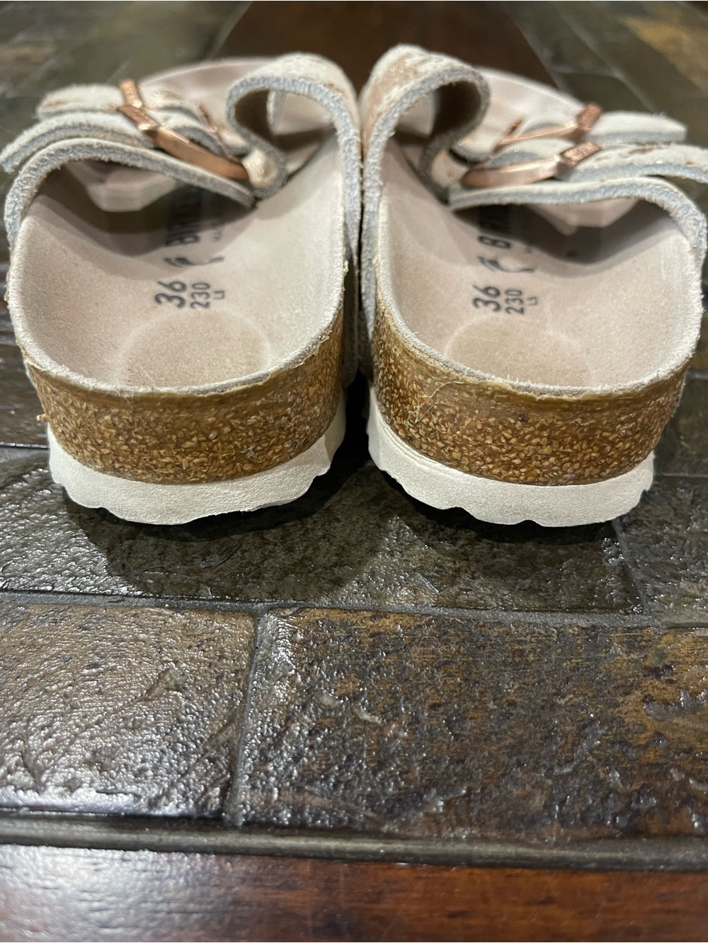 Birkenstock Arizona Metallic Suede Sandals in Rose - Picture 3 of 11
